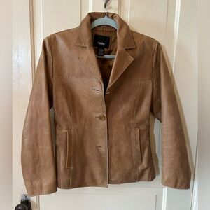 Mossimo Y2K leather Carmel tan blazer style jacket S